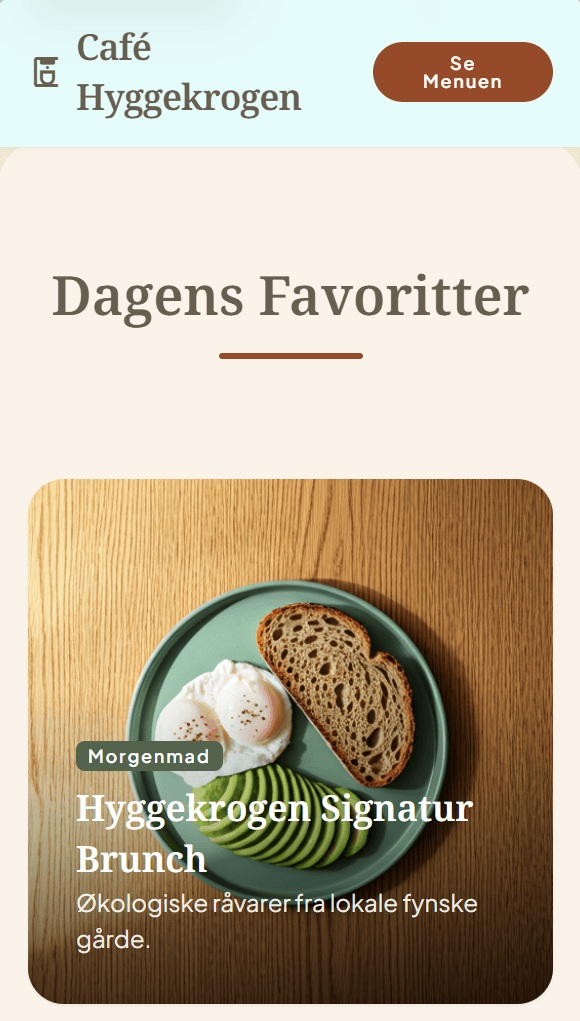 Café website eksempel
