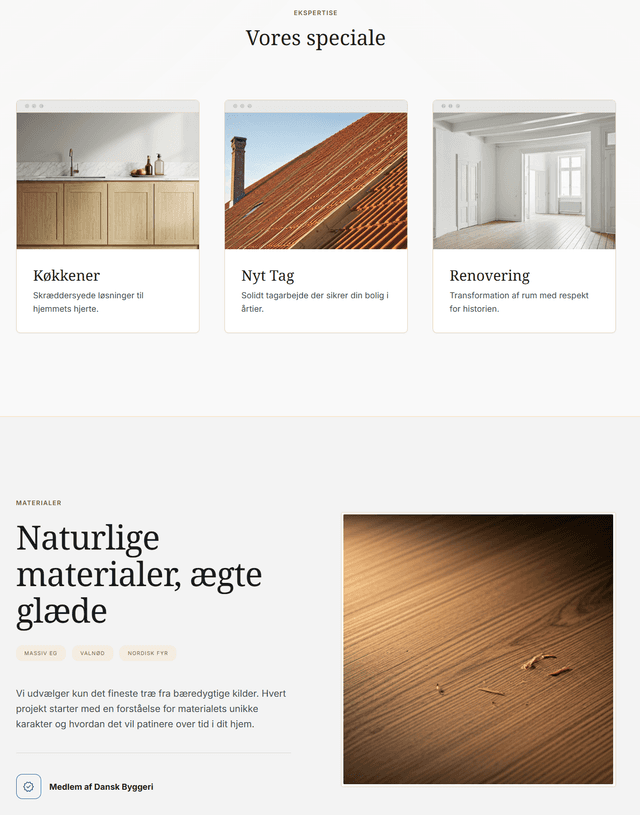 Håndværker website eksempel