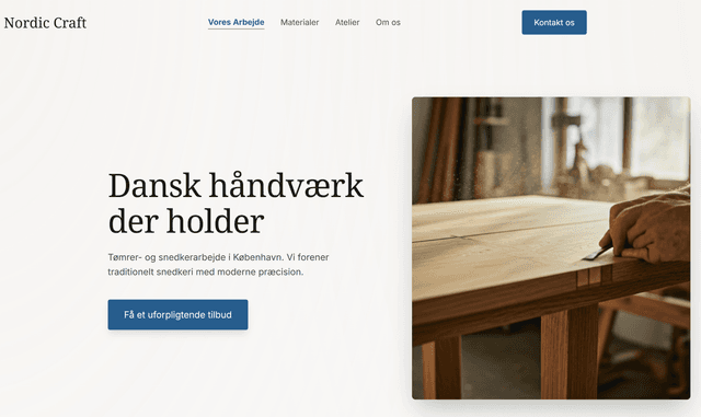 Håndværker website eksempel 2